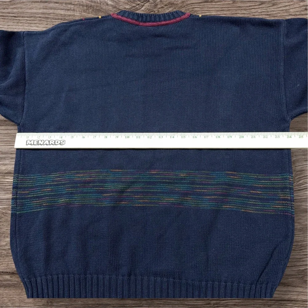 Vtg Gant Mens XL Navy Blue Cotton Golfer Embroidered Knit Sweater Hand Framed
